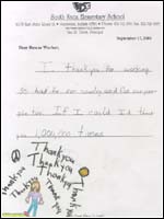 A child's letter thanking the rescue workers in New York and the Pentagon.