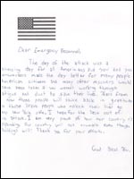 Kids to Kids Drawing Thanking Rescue Workers in the WTC and Pentagon Attacks. Thumbnail image, clicking will load larger image & caption.