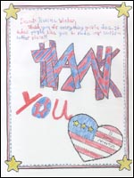 Kids to Kids Drawing Thanking Rescue Workers in the WTC and Pentagon Attacks. Thumbnail image, clicking will load larger image & caption.