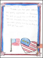 Kids to Kids Drawing Thanking Rescue Workers in the WTC and Pentagon Attacks. Thumbnail image, clicking will load larger image & caption.