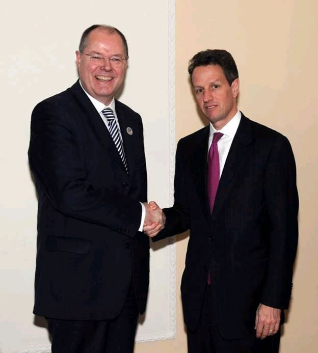Treasury Secretary Tim Geithner met today with German Finance Minister Peer Steinbruck in Rome, Italy
