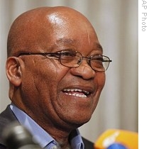 ANC President Jacob Zuma reacts during a news conference on the eve of a parliamentary vote, in Johannesburg, South Africa, 21 Apr 2009