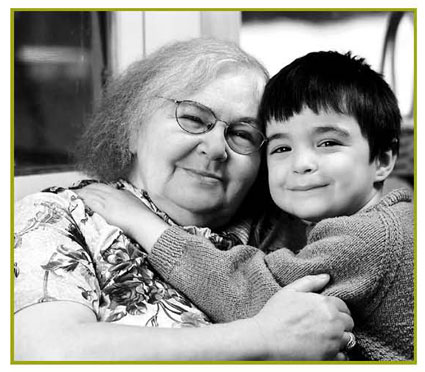 Elderly woman with small boy