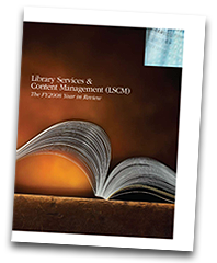 Library Services & Content Management (LSCM): The FY2008 Year in Review Cover.