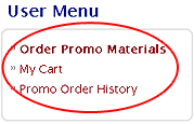 Promo Ordering User Menu.
