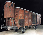 View of the railcar on display in the Permanent Exhibition at the United States Holocaust Memorial Museum in Washington, D.C, Present events in this history through documentation and testimony rather than simulation or role-play.  Avoid simulating the crowded conditions of the death trains as a methodological choice.