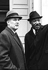 Harvard President Nathan M. Pusey talked with Martin Luther King Jr. on the steps of Memorial Church on Jan. 10, 1965.