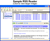 RSS Reader Application example screen shot