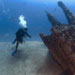 A diver surveys a sunken German U-boat in North Carolina waters