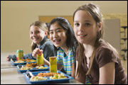 Photo: Student eating a school lunch