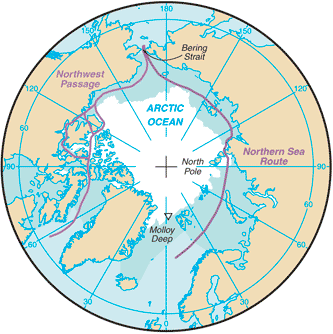 Map of Arctic Ocean