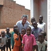Mullaney with children in northern Uganda in 2005