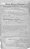 Summons from U.S. Circuit Court Civil Case 1211, Levi Strauss et al vs A. B. Elfelt et al (1874-1875)