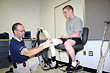 John Ferguson, lead prosthetist at the Center for the Intrepid, uses a digital scanner to create a 3-D image of Spc. David Lawsen's leg for a prosthesis. Wounded warriors are a top priority at Fort Sam Houston. Photo by Elaine Wilson