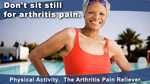 Photo image: front of eCard with female swimmer, message: Don't sit still with arthritis pain.