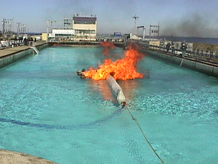 Photo of Test Burn at the Ohmsett Facilities in New Jersey