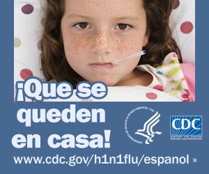No envíe a su hijo enfermo a la escuela y deje que se quede en casa. Para obtener más información consulte www.cdc.gov/h1n1flu/espanol/