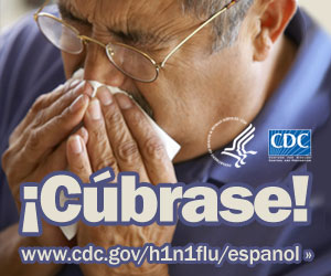 Cúbrase la nariz con un pañuelo desechable al toser o estornudar. Para obtener más información consulte www.cdc.gov/h1n1flu/espanol/