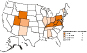 Figure 5-2. Unspecified and other pneumoconioses: Age-adjusted death rates by state, U.S. residents age 15 and over, 1996–2005