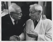 [Michael Heidelberger and Frank E. Karelson at the dedication of the Karelson Laboratory at New York University]. 12 November 1979.