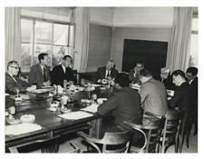 [Michael Heidelberger and others at a conference in Geneva, Switzerland]. [ca. 1960].