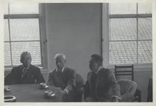 [Michael Heidelberger in the Dean of Faculty's office at the University of Kyoto School of Medicine]. 8 October 1955.