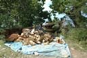 Rubble and vessel at staging area