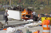 Motor Vehicle Safety photo showing truck rollover crash.