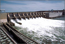 A photo of water flowing through a hydropower plant.