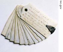 Ivory note pages owned by Thomas Jefferson