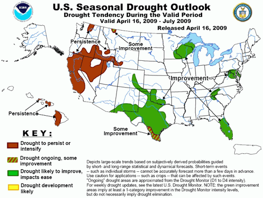 United States Seasonal Drought Outlook Graphic - click on image to enlarge