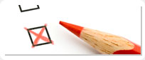 Take the HIV Quiz image which shows a pencil marking an x in a box.