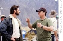 Director Gavin Hood with Hugh Jackman on the set of the movie