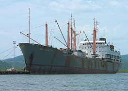 Large rusty ship