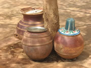 Photo of storage jars from CDC's Safe Water System program at a mosque in Niger