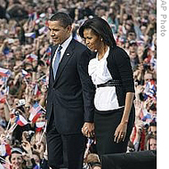 奥巴马总统和夫人在布拉格