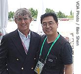 前中国足球队总教练米卢和记者宝申