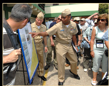 Colombian military officials brief participants of the 75th Joint Civilian Orientation Conference during a visit to Cartagena, Colombia, April 23, 2008. 