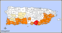 Mapa de condados declarados del desastre 1798