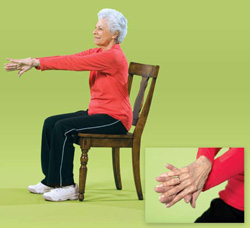 Photo of a woman doing upper back exercises