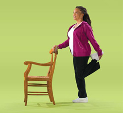 Photo of a woman doing thigh standing exercises