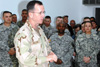 Navy Adm. Mike Mullen, chairman of the Joint Chiefs of Staff, speaks with servicemembers at Kirkuk Regional Air Base, Iraq, March 2, 2008. U.S. Air Force photo