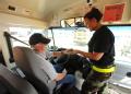 Global Positioning tracker being prepared for a bus  in Texas