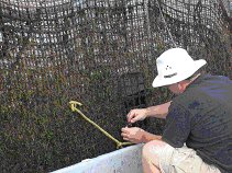 Man replacing net.