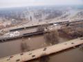 Aerial of the Red River of the North in Fargo, North Dakota