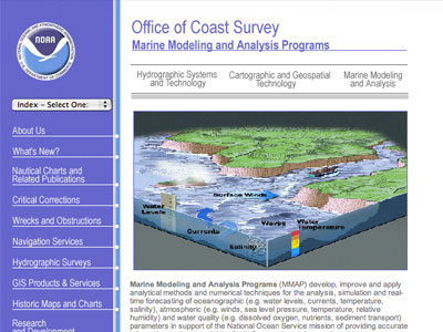 The home page of the Office of Coast Survey:  Marine Modeling and Analysis Programs web site.