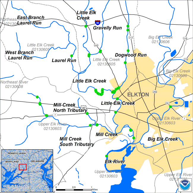 Overview map of Little Elk Creek
