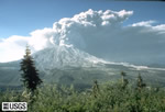 Mount St. Helens erupting