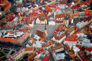 Aerial view of the old town of Tallinn, Estonia, April 10, 2004. [© AP Images]