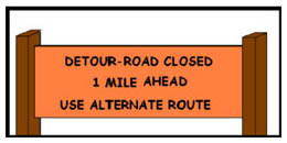 Cartoon of Road Sign Saying Detour